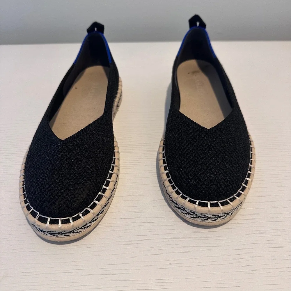 Rothys The Espadrille Black Solid Knit Slip On Flats Women Size 7